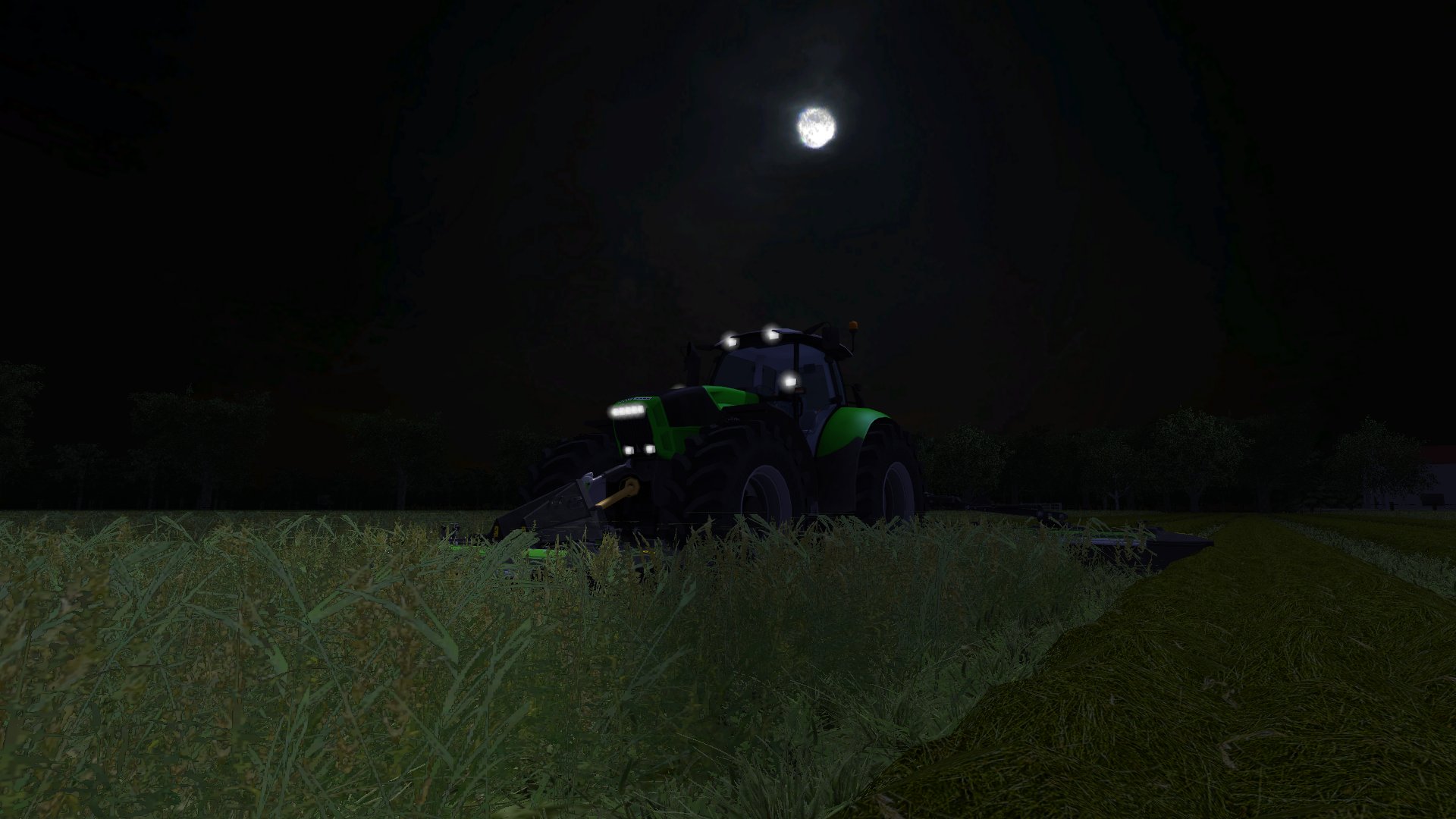 Gras mähen in der Nacht