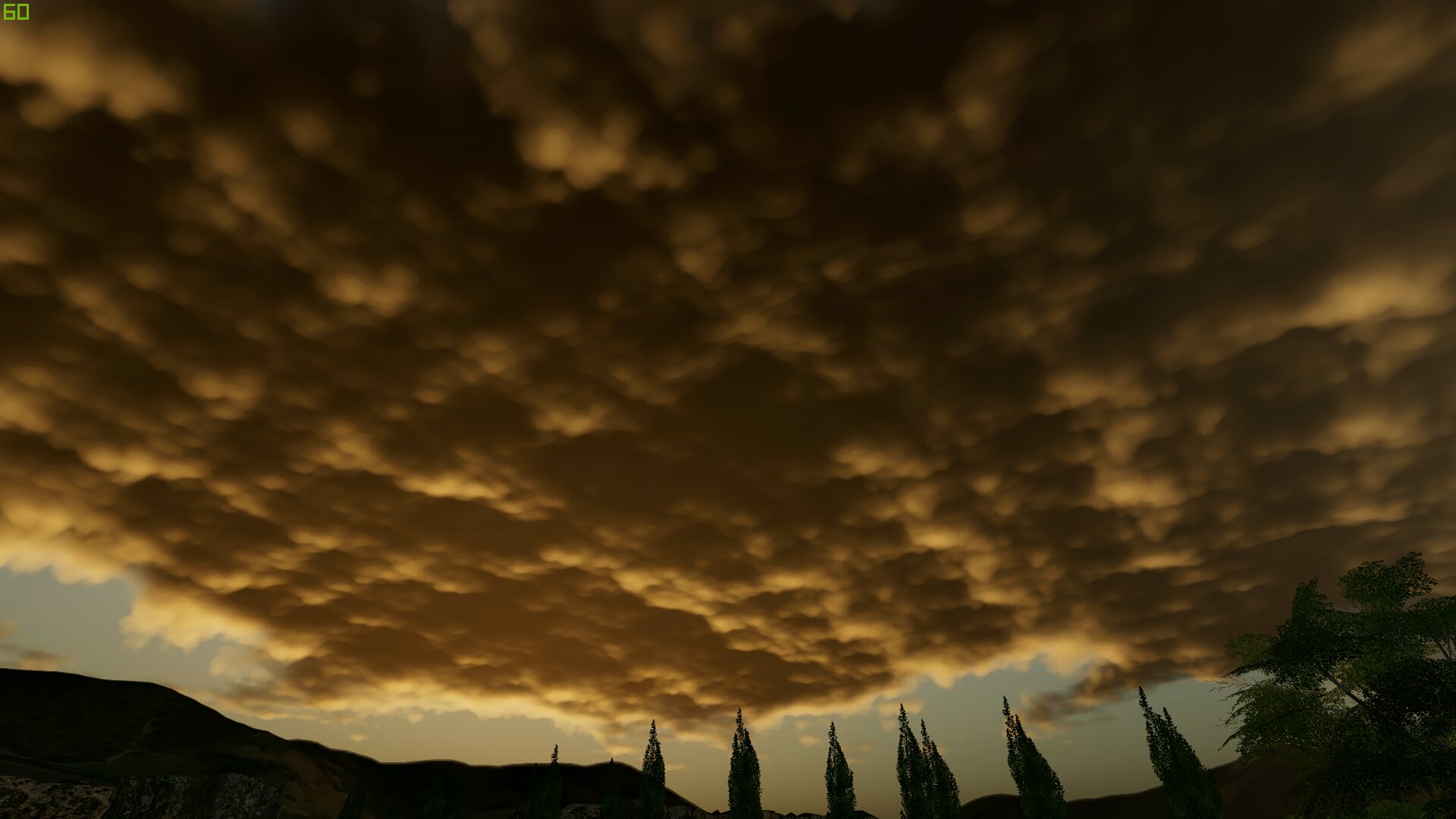 Dicke Wolken decke beim Sonnenaufgang