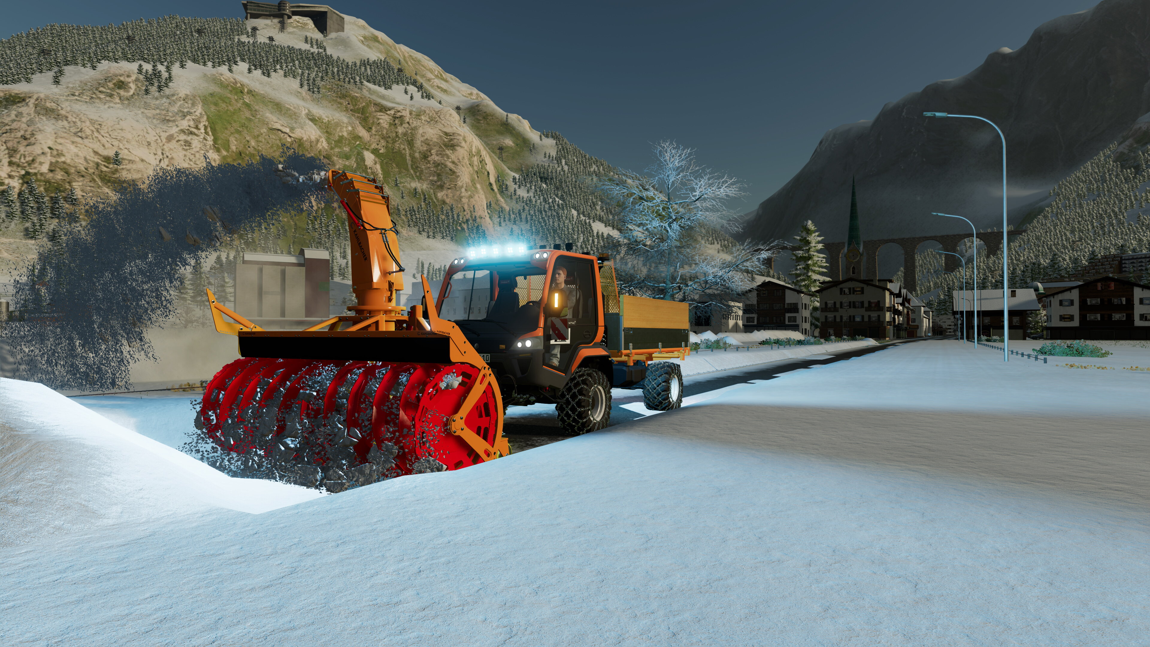 Farming Simulator 2022 schnee reümen mit Lindner Unitrac 122 LDrive