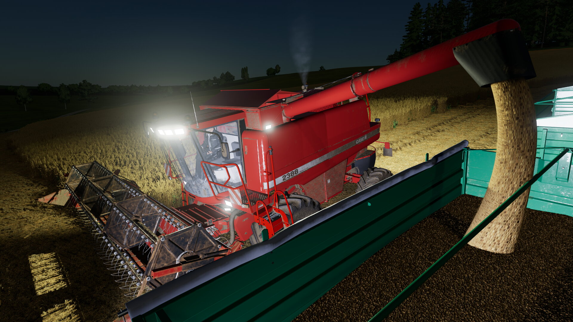 Nachtdreschen mit Case-IH 2388 Axial Flow und Co.