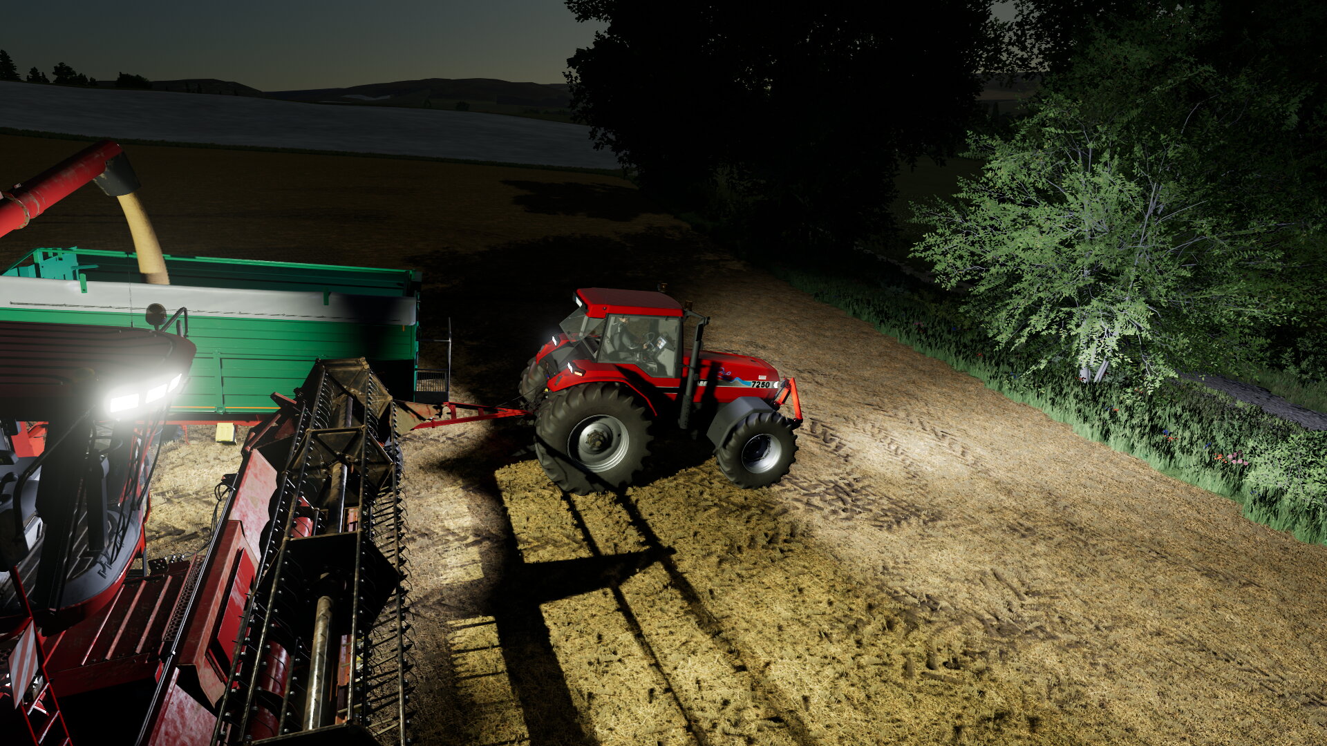 Nachtdreschen mit Case-IH 2388 Axial Flow und Co.