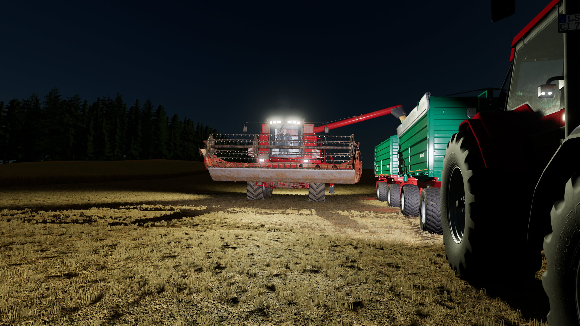 Nachtdreschen mit Case-IH 2388 Axial Flow und Co.