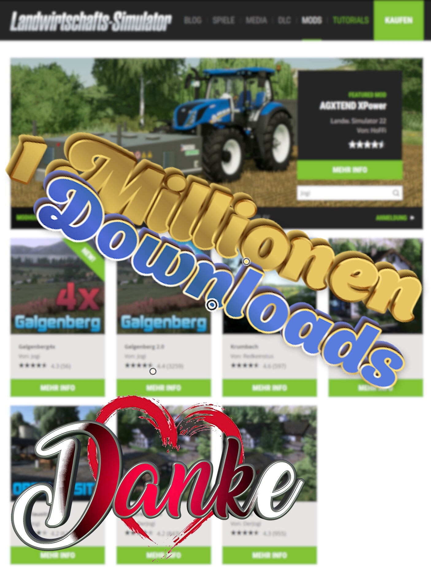 1 Millionen Downloads auf Modhub