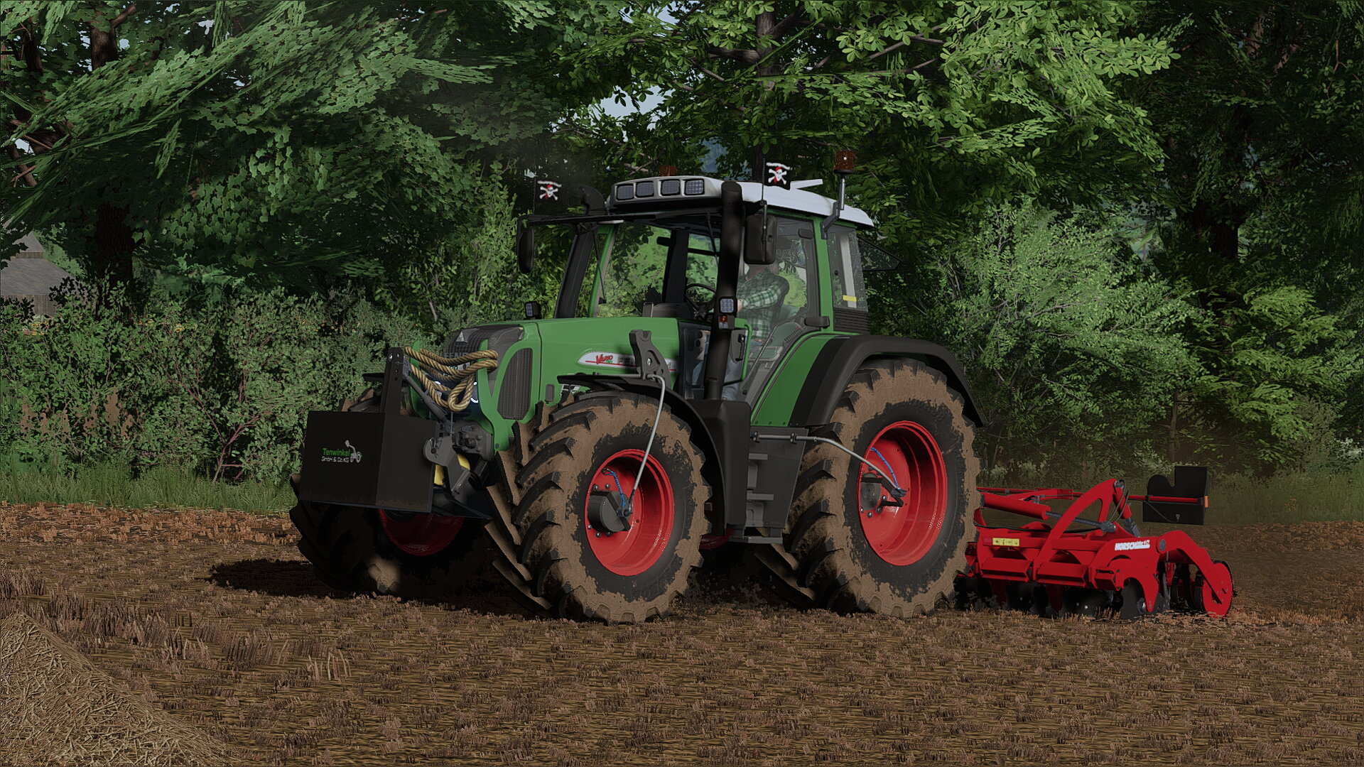 Fendt 714 Vario TMS mit 4m Scheibenegge