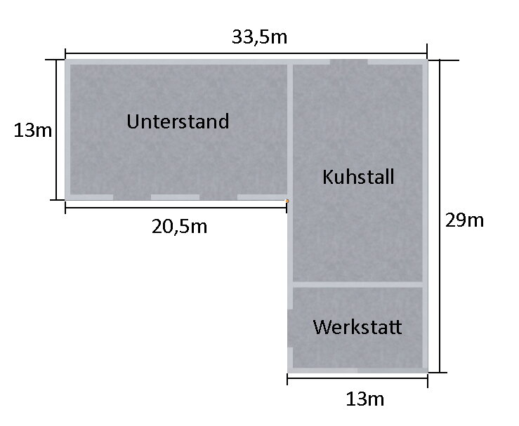 Die maßangaben von neuem Gebäude